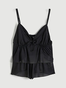 V Yaka Kad?n ?ortlu Pijama Tak?m?