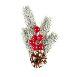 Blumentag VDF-134 Веточка заснеженная с шишкой и ягодами 3 х 1 шт. 24 см 01  фото 4
