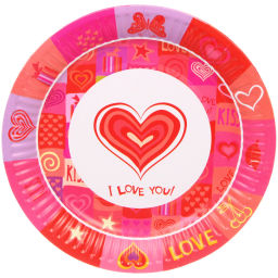 Тарелка бумажная 18 см в наборе 10 шт "Love you"