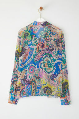 Trendyolmilla Cok Renkli Uzun Kollu Oversize Desenli Sifon Gomlek TWOSS25GO00153  фото 6