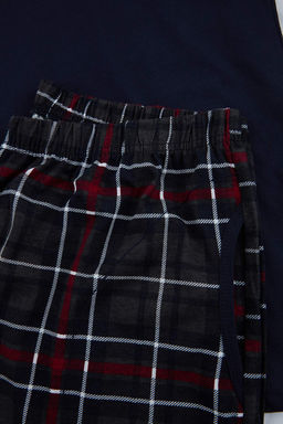 Buyuk Beden Lacivert Regular Kesim Kopek Bal?g? Bask?l? Ekose Orme Pijama Tak?m? TMNSS26AI00015 - Trendyolmilla фото 2