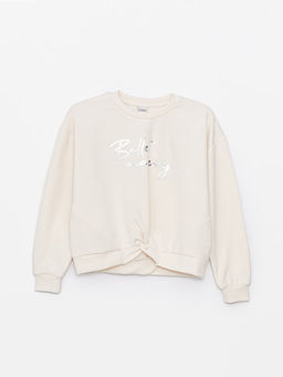 Bisiklet Yaka Bask?l? Uzun Kollu K?z ?ocuk Sweatshirt - Waikiki фото 3