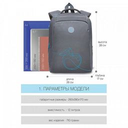 RG-166-3 Рюкзак школьный - Grizzly фото 32