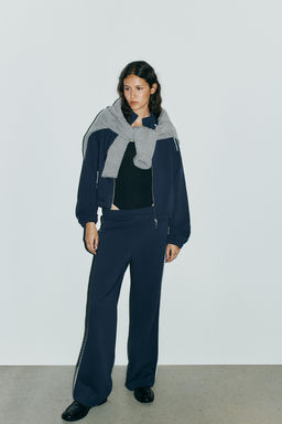 WIDE PLUSH TROUSERS WITH LACE