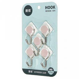 Крючок на липучке "Ромб" металлический с пластмассовым основанием, 5 штук 3,8х5,5х2,1см, в блистере, цвета в ассортименте: желтый, сиреневый, мятный (Китай)