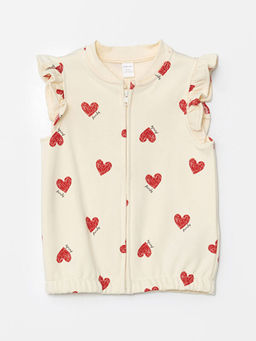 Bisiklet Yaka Bask?l? K?z Bebek Yelek