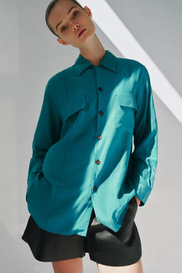CAMISA FLUIDA BOLSILLOS ZW COLLECTION / Petr?leo - Zara фото 2