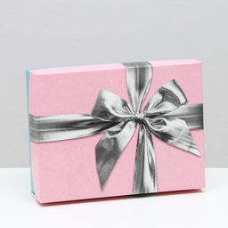 Цена за 5 шт. Подарочная коробка Серебряный бант, 16,5 х 12,5 х 5,2 см