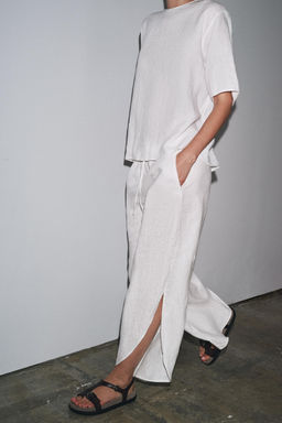 ZW COLLECTION LINEN TROUSERS WITH VENTS - Zara фото 3