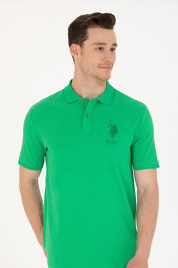 Футболка-поло U.S. Polo Assn Apple Green зеленая хлопок  фото 17