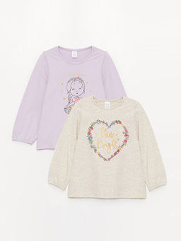 Bisiklet Yaka Uzun Kollu K?z Bebek Ti??rt 2li