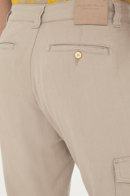 Erkek Jogger Fit Bej Kanvas Pantolon