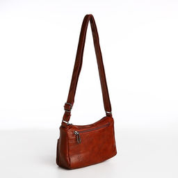 Сумка женская кросс-боди на молнии, 19×9×14 см, со стёжкой, коричневая