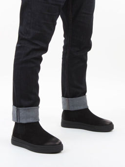 05-X30311A-1 BLACK Ботинки демисезонные мужские (натуральная кожа, байка)