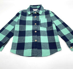 Детская рубашка в клетку с воротником бирюзовая Mini Hippy SAM 046 - Caimano фото 10