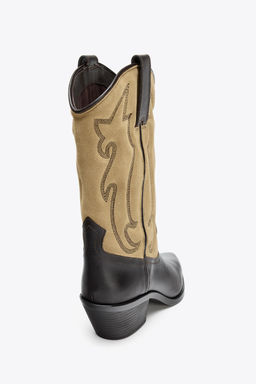 COMBINED LEATHER EMBROIDERED BOOTS - Zara фото 8