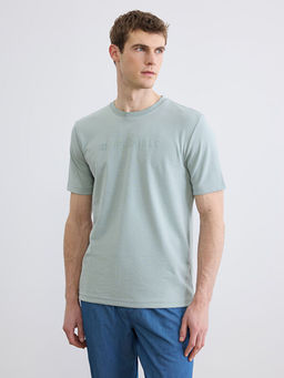 Bisiklet Yaka Bask?l? Erkek Ti??rt