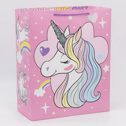 Пакет подарочный LOVE, Единорог. Минни Маус, 40х49х19 см