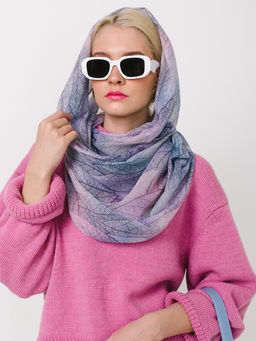 Большой, мягкий, тонкий и очень нежный двусторонний палантин с рисунком в стиле арт-деко - Tantino фото 9