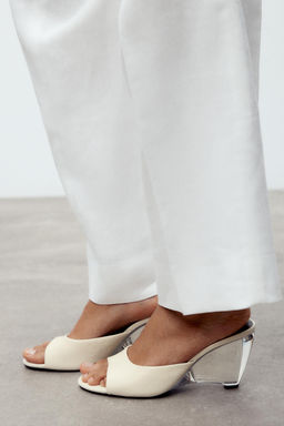 LEATHER TRANSPARENT WEDGE MULES - Zara фото 9