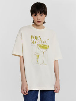 Футболка женская бежевая с принтом Martini