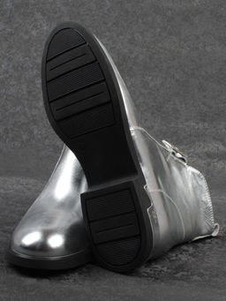 01-B48B-87C GREY/SILVER Ботинки демисезонные женские (натуральная кожа, байка)