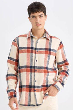 Regular Fit Kareli Flanel Uzun Kollu Gomlek
