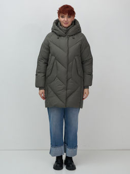 Пальто двубортная зимнее утепленное женское зеленого цвета 7732Z - Visdeer фото 12