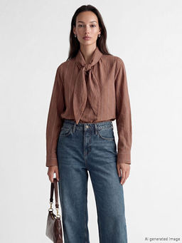 Fular Yakal? ?izgili Kad?n G?mlek Tunik