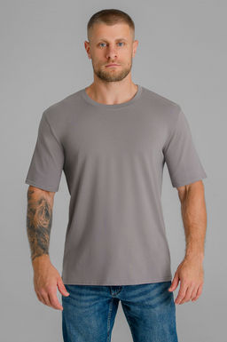Арт. 67114/10 Футболка мужская однотонная с лайкрой 48-58 (6 шт) Цвет:серо-бежевый - Идеал фото 5