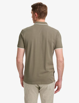 Haki Slim Fit %100 Pamuk Fermuarl_ Polo Yaka Ti__rt
