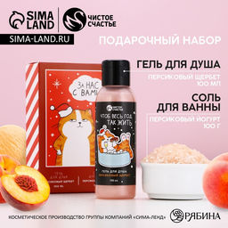 Подарочный набор новогодний За нас с вами: гель для душа 100 мл и соль для ванны 100 г, Чистое счастье