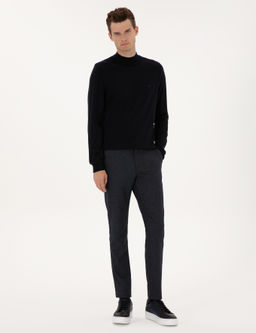 Lacivert Slim Fit Kanvas Pantolon