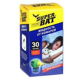 Цена за 2 шт. Дополнительный флакон-жидкость от комаров SuperBAT, 30 ночей, 30 мл