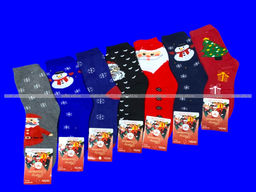 Цена за 10 пар.Термоноски женские внутри махра Новогодние арт. 3501