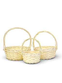 Корзина плетёная для хранения Rama, с ручкой, бежевая, набор 3 шт.