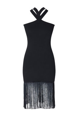 Siyah Midi Triko Puskul Detayl? Elbise TWOSS26EL00176 - Trendyolmilla фото 5