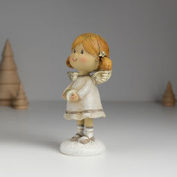 Фигурка полистоун Ангелочек с хвостиками, в сером платье, 6.5?4.5?12 см, МИКС