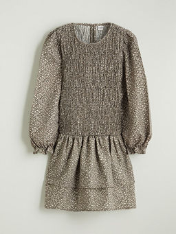 Bisiklet Yaka Desenli K?z ?ocuk Elbise