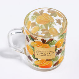 Кружка стеклянная новогодняя «Глинтвейн», 200 мл