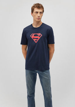 Superman Bask?l? Lacivert Tisort