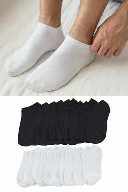 TRENDYOL MAN Siyah-Beyaz Unisex 20li Pamuklu K?sa Boy/Gorunmez/Patik Corap TMNSS25CO00018 - Trendyolmilla фото 8