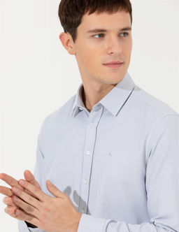 Gri Slim Fit Oxford G_mlek