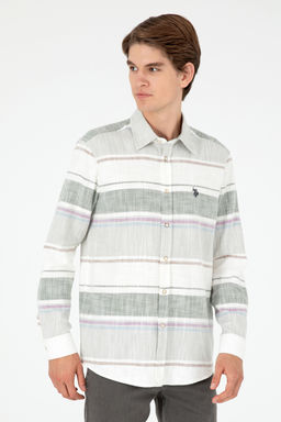 Мужская рубашка цвета хаки с длинным рукавом - U.s. polo assn фото 8