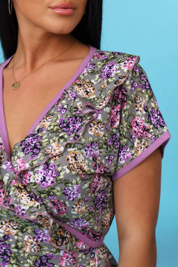 Халат женский, цвет фиолетовый зеленый