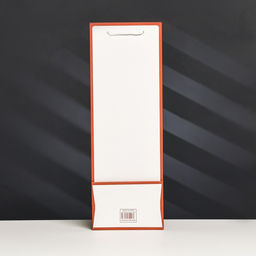 Цена за 12 шт. Пакет подарочный под бутылку с PVC окном, 12.5?8.5?36 см, белый с красной каймой - UPAK LAND фото 2