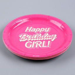 Цена за 10 шт. Тарелка бумажная Happy Birthday, girl Кукла, 18 см - Страна карнавалия фото 12