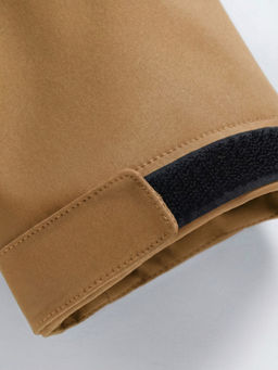 Парка женская софтшелл виндстоппер удлинённая с капюшоном горчичного цвета 9614_1G