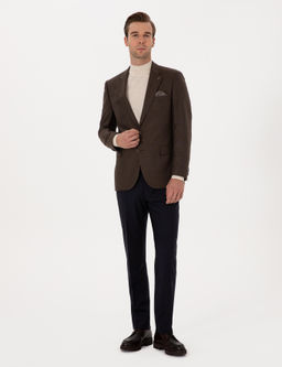Kahverengi Slim Fit Y_n Ka_mir Kar___ml_ Ceket - Cacharel фото 4