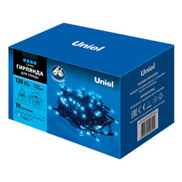 ULD-S1000-120/TBK BLUE IP67 Гирлянда светодиодная с эффектом мерцания, 10м. Соединяемая. 120 светодиодов. Синий свет. Провод черный. TM Uniel.